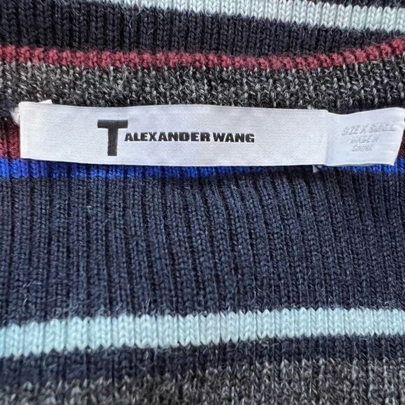 T by Alexander Wang Size XS Dress Striped Bodycon Ribbed Sleeveless Midi - Picture 4 of 6